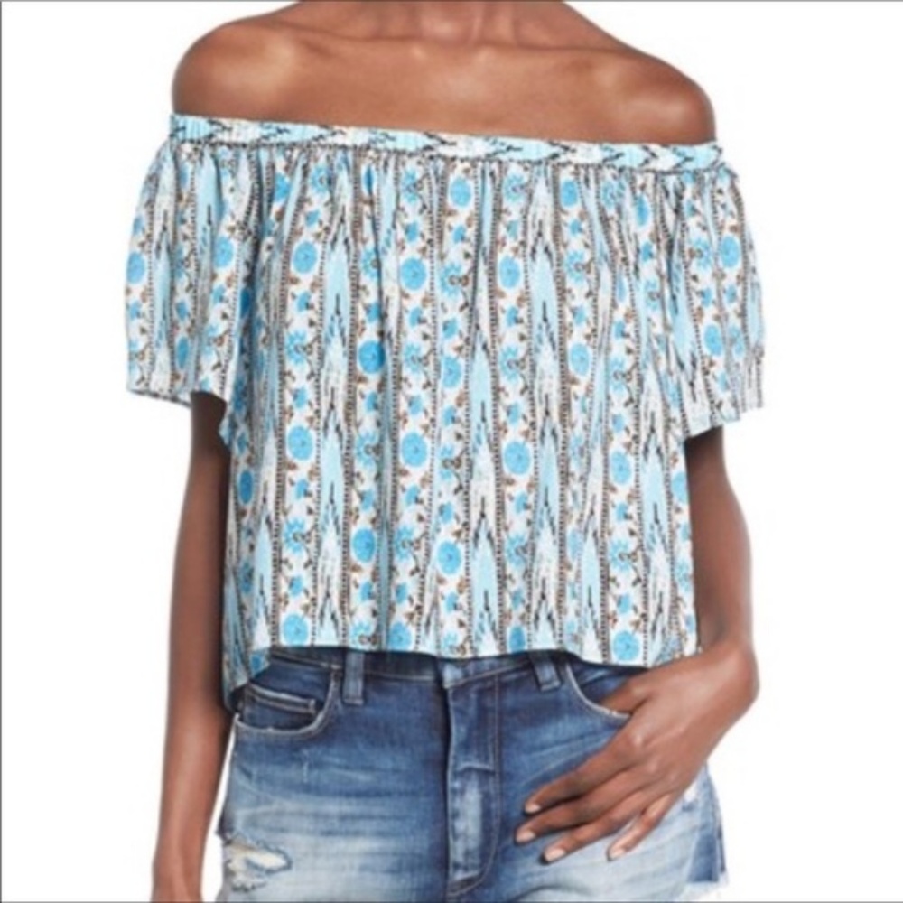 Astr Nordstrom Aztec Print Off The Shoulder Top - Picture 5 of 6